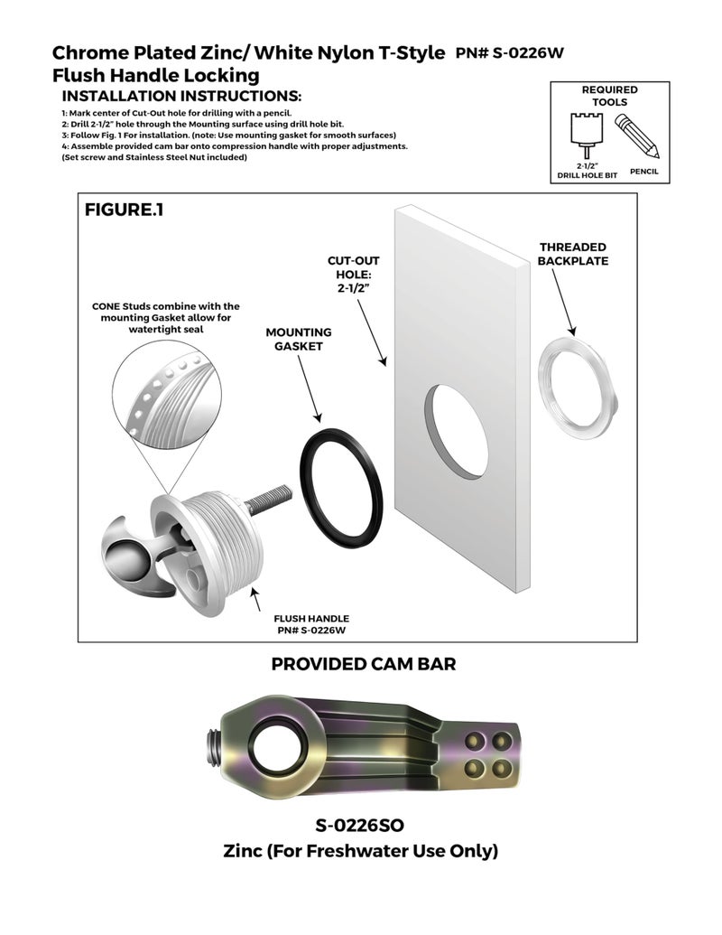 Whitecap S-0226WC T-Handle Latch with Keyed Lock - White-Chrome Plated - Image 2